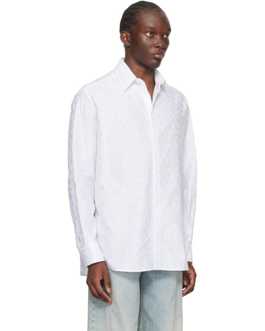 Chemise blanche à motif toile iconographe Valentino pour homme en coloris White