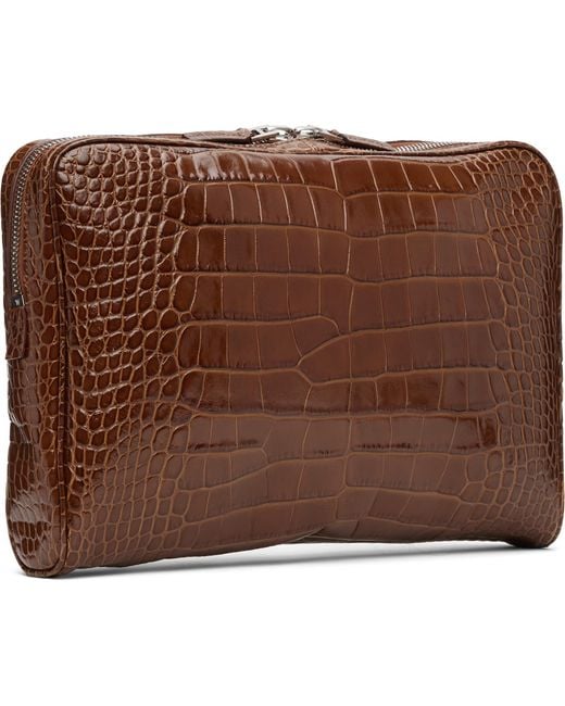 Tom Ford Brown Tan Minimal Laptop Pouch for men