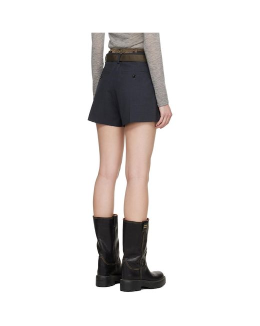 Sacai Black Suiting & Nylon Twill Shorts