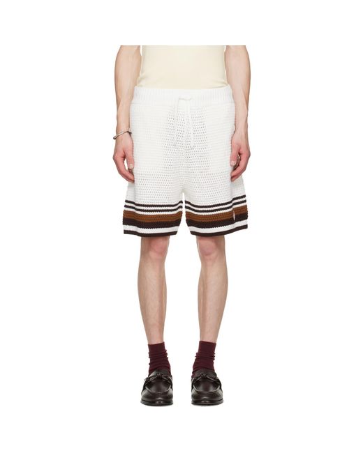 Casablanca White Off- Tennis Stripe Crochet Shorts for men