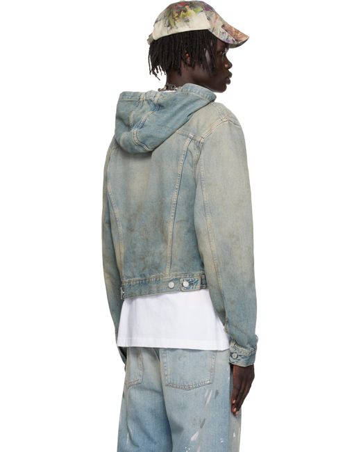 メンズ Acne ブルー フード付き デニムジャケット Multicolor