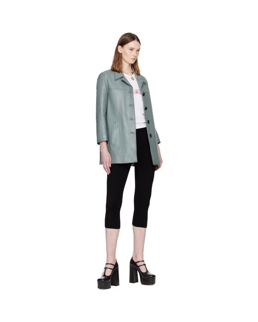 Chloé Blue Single-Breasted Long Leather Jacket