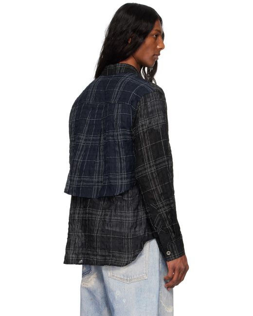 ANDERSSON BELL Black Check Layered Shirt for men