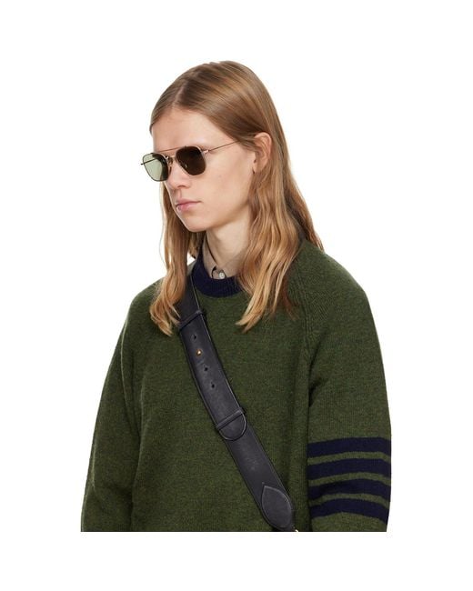 Thom Browne Black Titanium Squared Aviator Sunglasses for men