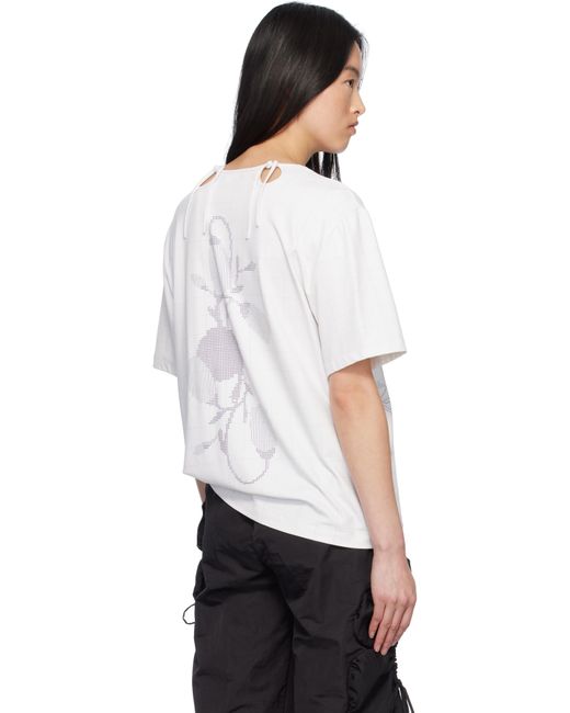 JKim ホワイト Embroidery Scheme Petal Tシャツ White