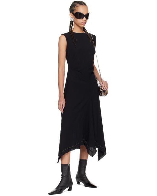 Acne Black Draped Midi Dress