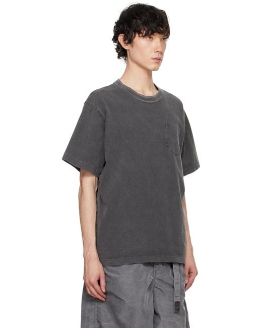 Sacai Gray Garment Dye Cotton Jersey T-Shirt for men