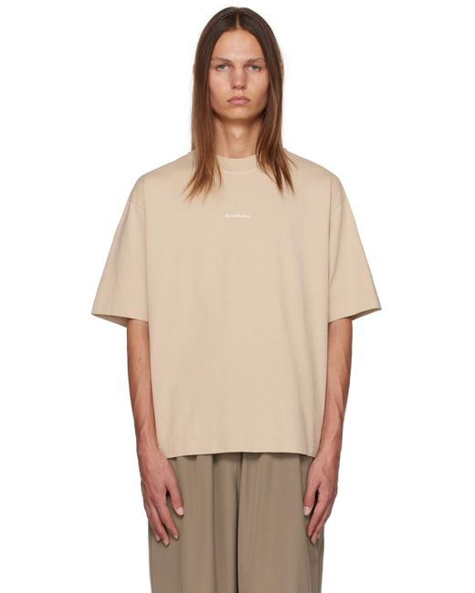 Acne Multicolor Beige Relaxed Fit T-shirt for men