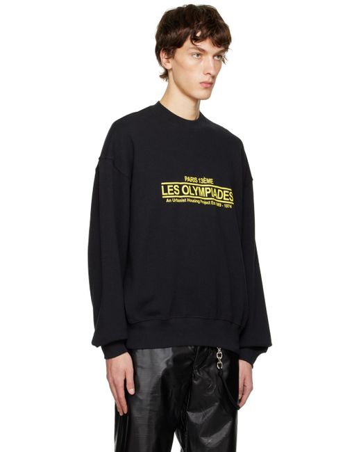 Song For The Mute Black 'les Olympiades' Sweatshirt for men