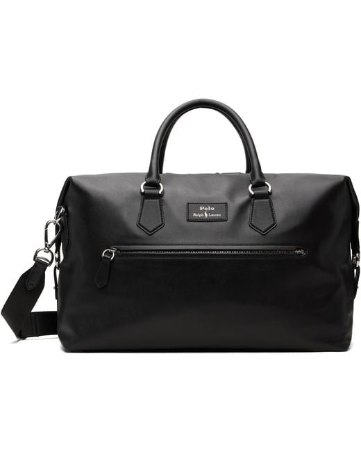 Polo Ralph Lauren Black Smooth Leather Duffle Bag for men