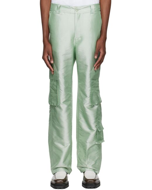 Mr. Saturday Green Button Cargo Pants for men
