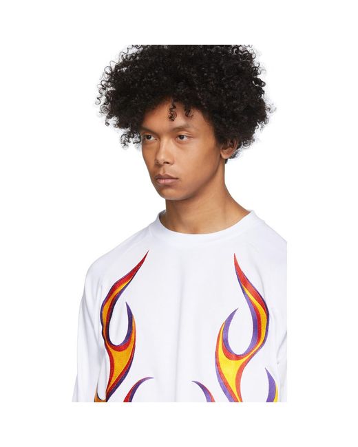 メンズ Etudes Studio ホワイト Desert Flaming ロング スリーブ T