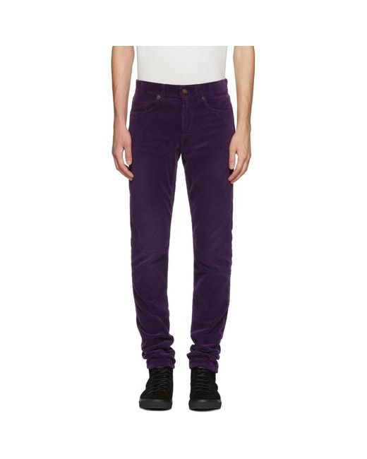 Saint Laurent Purple Skinny Cord Trousers for men