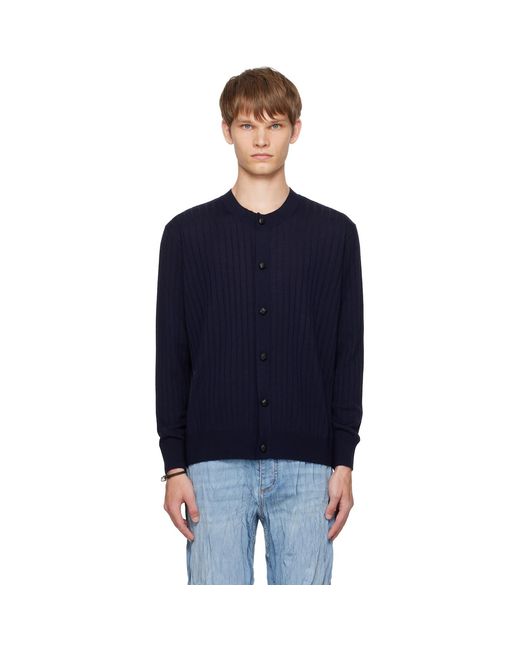 Bottega Veneta Blue Wool Rib Cardigan for men