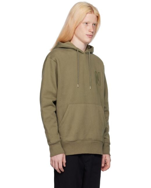 Norse Projects Green Khaki Arne Hoodie for men