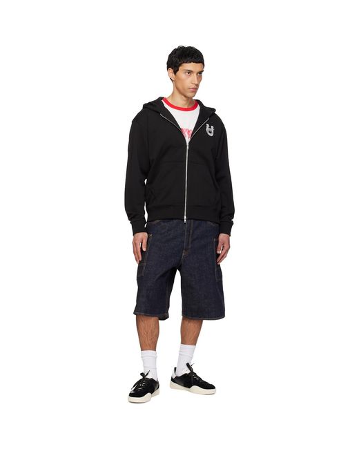 KENZO Black Paris 'Lunar New Year' Embroidered Zip Up Hoodie for men