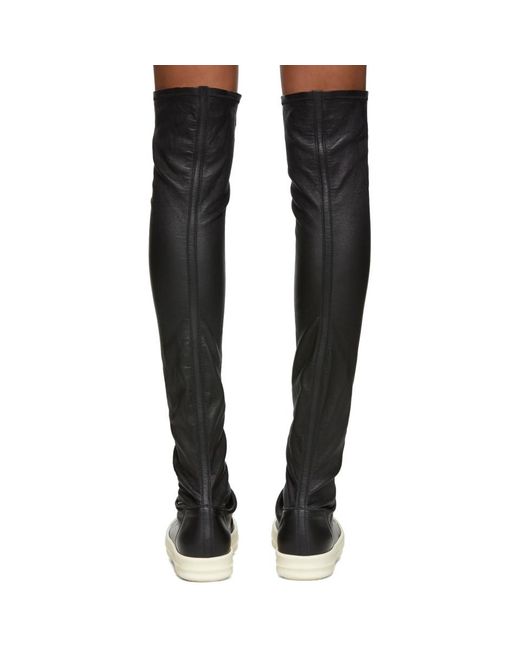 Rick Owens Black And White Stocking Thigh-high Boots | Lyst