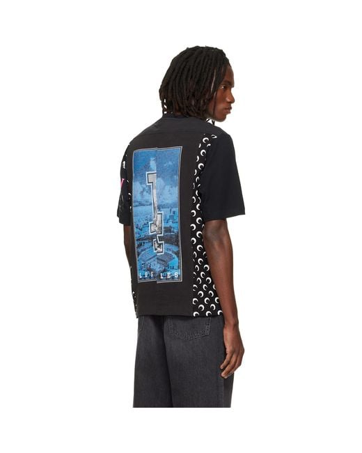 MARINE SERRE Blue Regenerated Graphic Jersey Crewneck T-Shirt for men