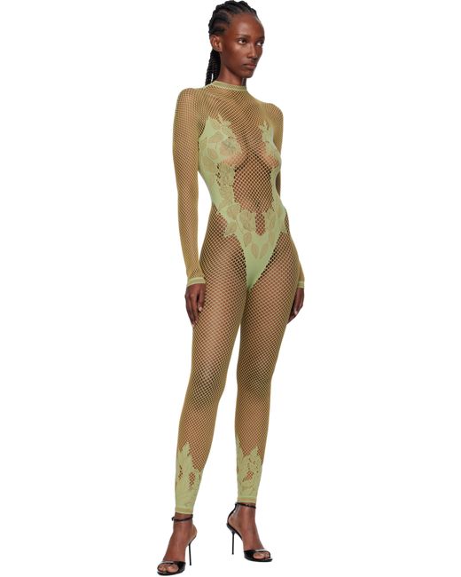 POSTER GIRL Black Leaves Fishnet Capri Jumpsuit