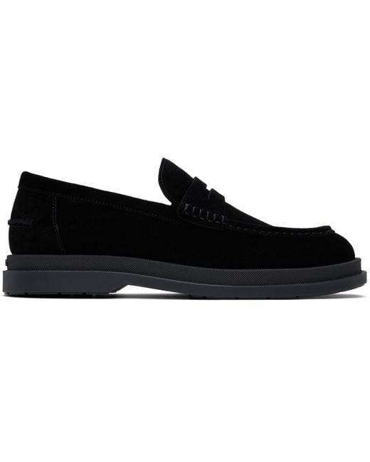 HUGO Black Suede Loafers for men
