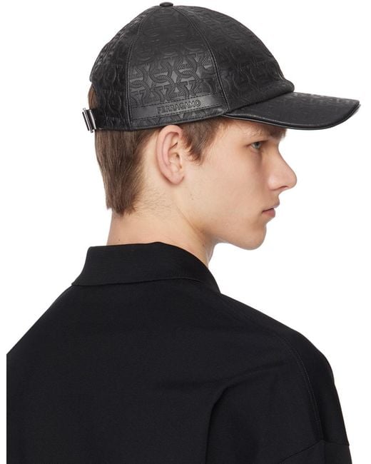 Ferragamo Black Leather Cap for men