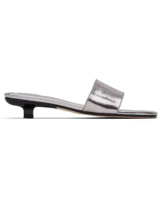 By Far Black Ceni Eel Embossed Metallic Leather Heeled Sandals