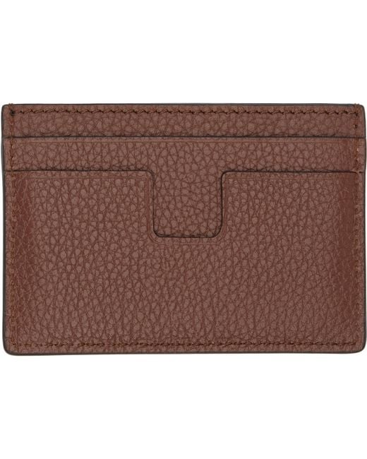 Tom Ford Black Tan Grain Leather Classic Card Holder for men