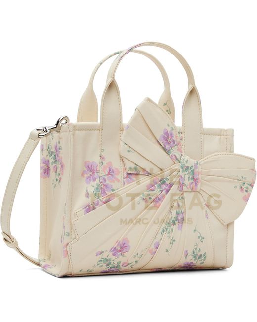 Marc Jacobs Metallic Off- Antique Floral Canvas Oversized Bow Small Tote