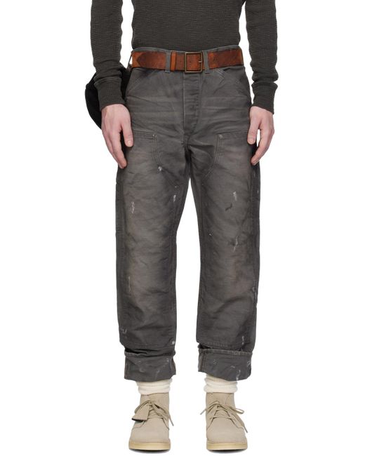 RRL Black Distressed Trousers for men