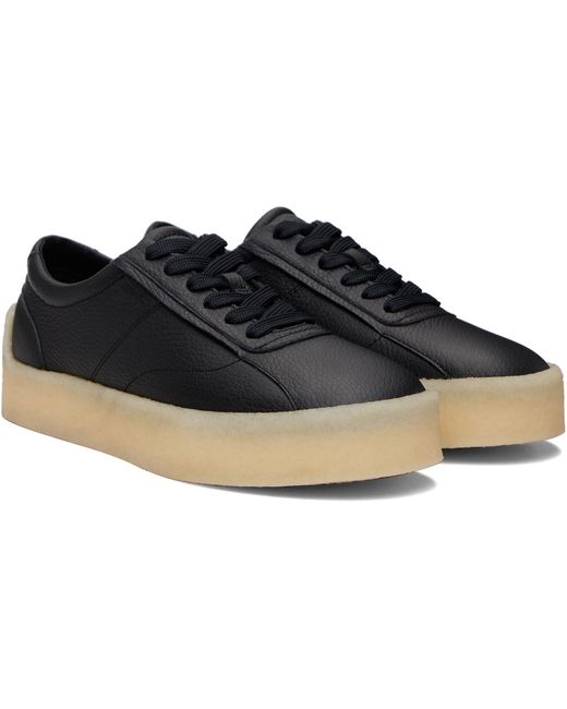 HUGO Black Grained Leather Sneakers for men