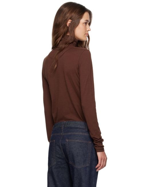 Jil Sander ブラウン ライトウェイト ウールブレンド ハイネック トップス Multicolor