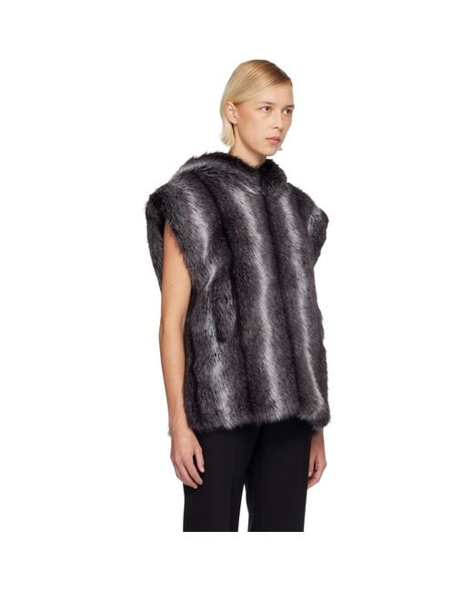Anna Sui Black Ssense Exclusive Sleeveless Faux-Mink Hoodie
