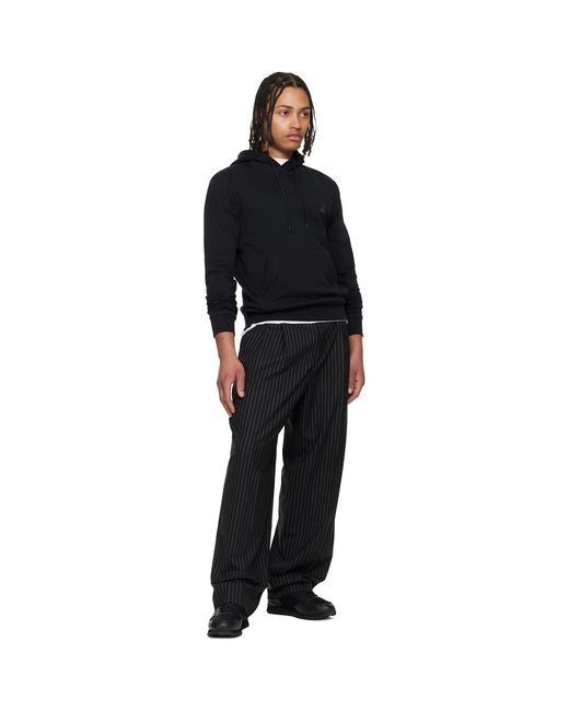 Boss Black Cotton-Terry Logo Patch Hoodie for men