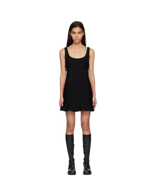 MSGM Black Ruffled Edge Mini Dress