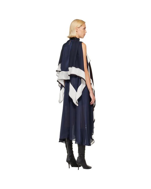 Sacai Multicolor Satin & Chiffon Midi Dress