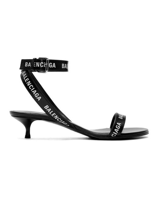 Balenciaga Black Logo Strappy Sandals