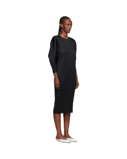 Pleats Please Issey Miyake Black Skyline Midi Dress
