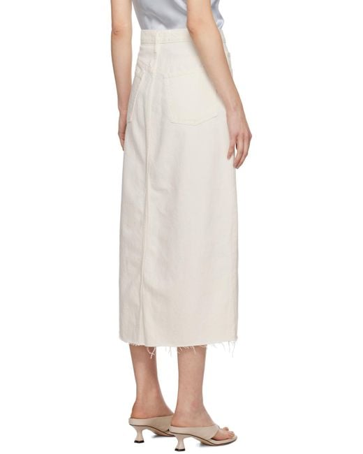 FRAME Natural Off-white 'the Midaxi' Denim Midi Skirt