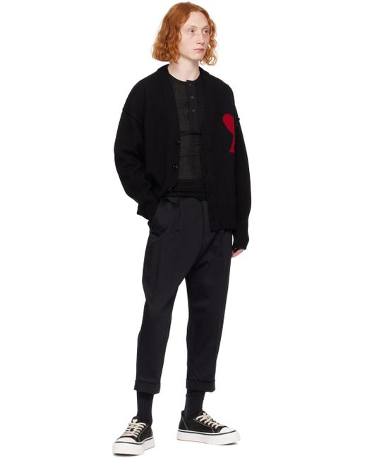 AMI Black Carrot-fit Oversized Trousers for men
