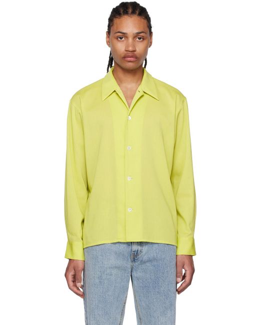 Second/Layer Yellow Topstitched Shirt for men