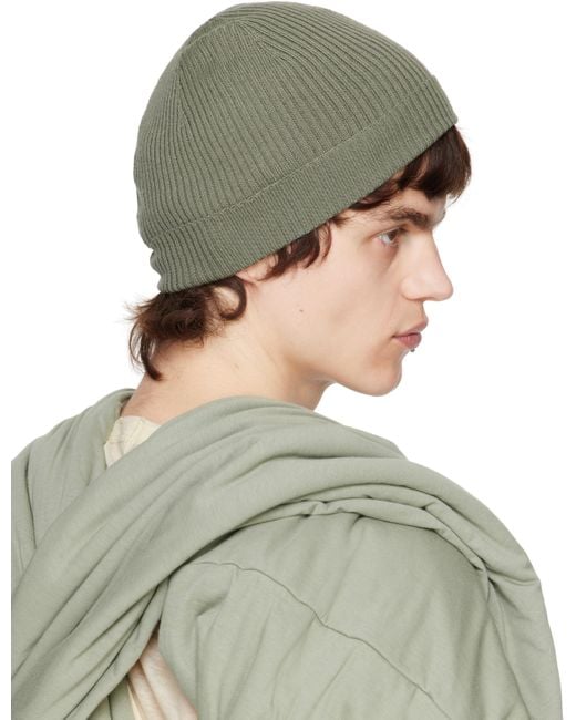 Rick Owens Green Hollywood Ribbed Beanie for men