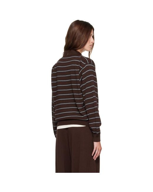 Cordera Brown Organic Cotton Striped Polo Cardigan