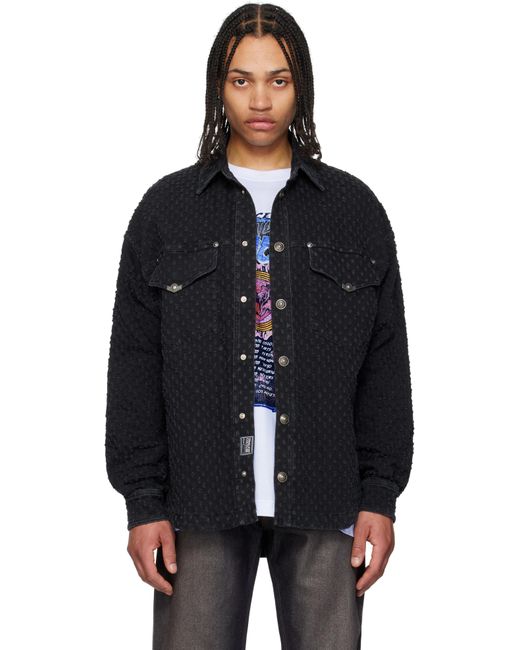Blouson Noir En Denim À Motif Texturé Versace Jeans Couture pour homme en coloris Blue