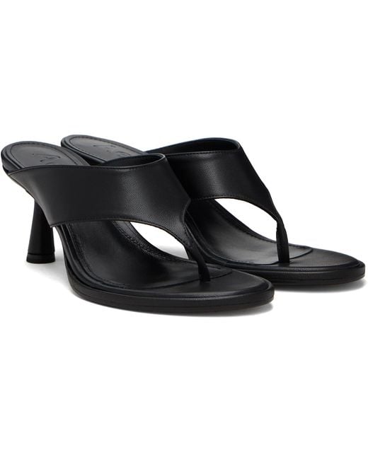 Aeyde Black Olenna Thong Heeled Sandals