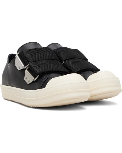 Rick Owens Black Temple Strap Low Sneakers for men