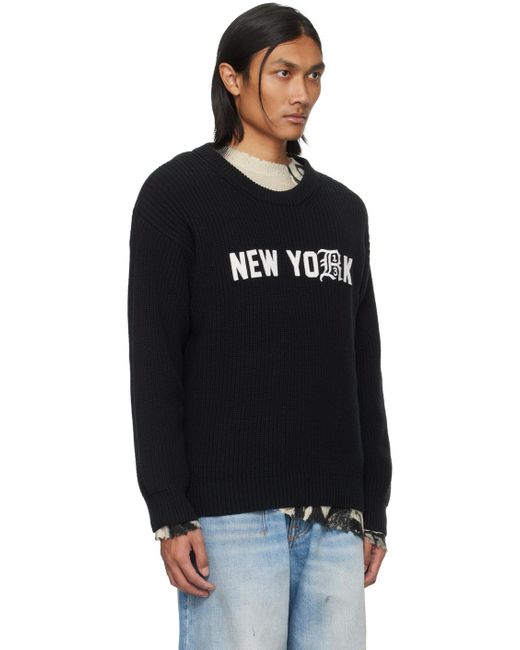 R13 Black 'new York' Sweater for men