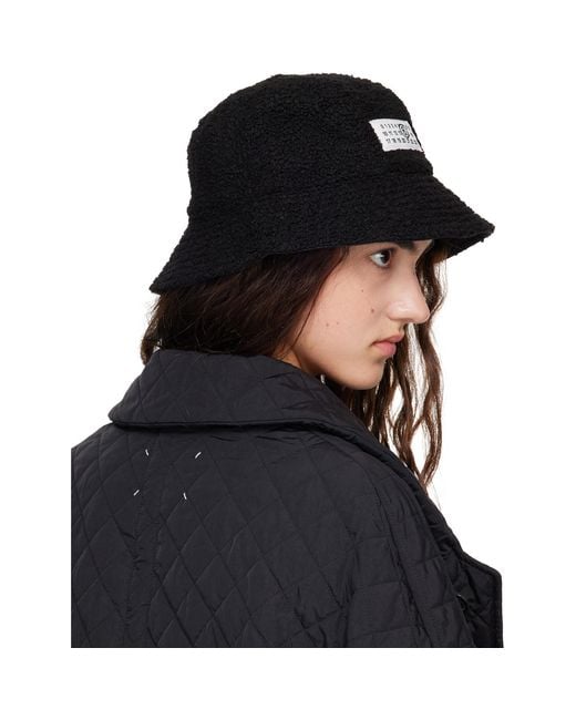 MM6 by Maison Margiela Black Teddy Nylon Reversible Bucket Hat