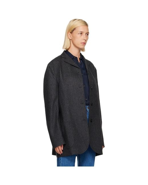 Jil Sander Black Wool Flannel Blazer