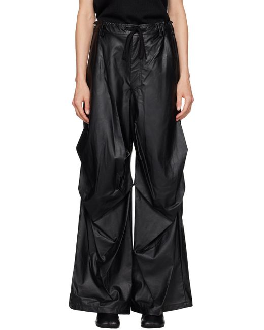 MM6 by Maison Martin Margiela Black Draped Faux-leather Pants