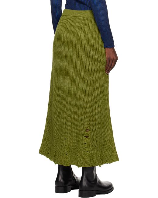 Song For The Mute Green Distressed Midi Skirt